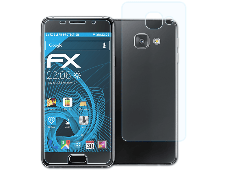 ATFOLIX 3x FX-Clear Displayschutz(für Samsung Galaxy A3 (2016))