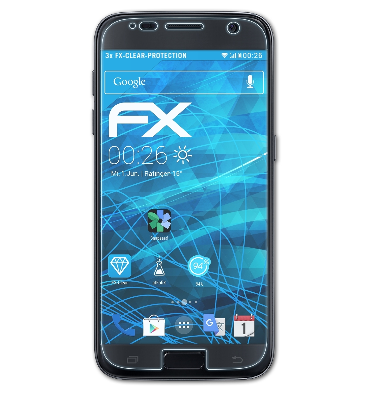ATFOLIX 3x FX-Clear Samsung Displayschutz(für Galaxy S7)