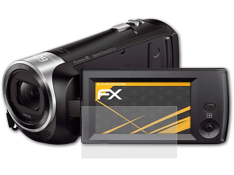 HDR-CX405) Displayschutz(für 3x Sony ATFOLIX FX-Antireflex