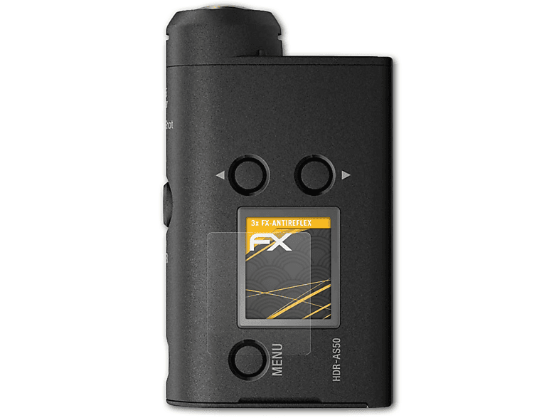3x ATFOLIX HDR-AS50) Displayschutz(für Sony FX-Antireflex