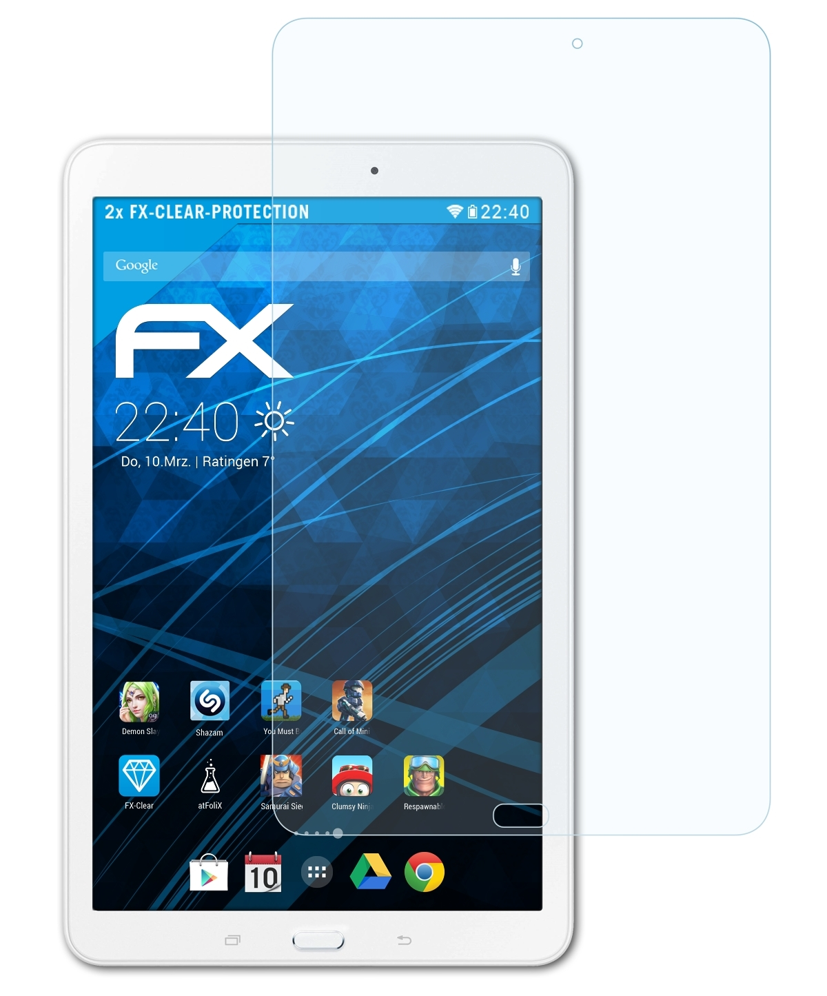 ATFOLIX 2x FX-Clear Displayschutz(für Samsung Galaxy E 9.6) Tab