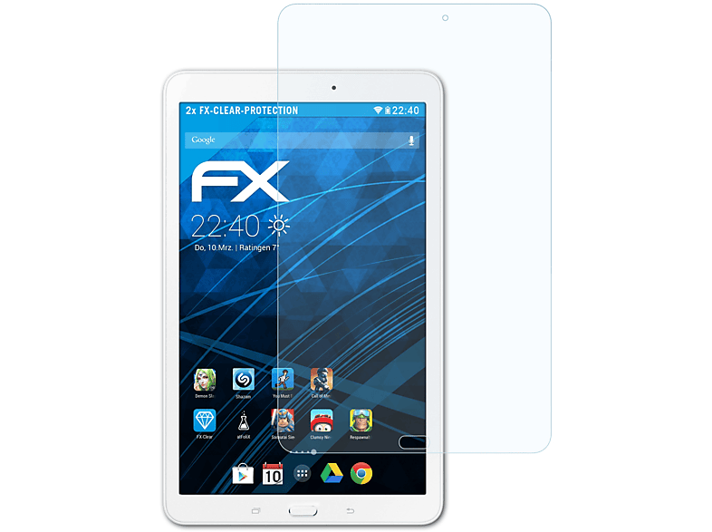 ATFOLIX 2x FX-Clear Displayschutz(für Samsung Galaxy Tab E 9.6)