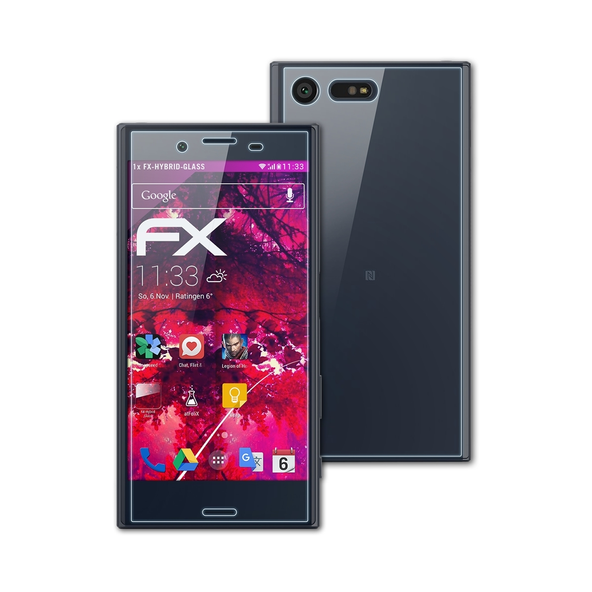 ATFOLIX FX-Hybrid-Glass Schutzglas(für Sony Xperia X Compact)
