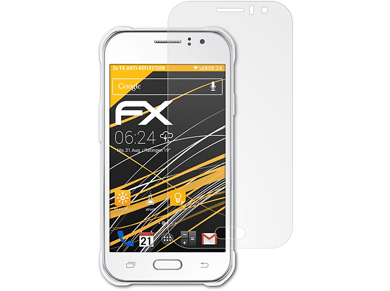 3x Galaxy J1 ATFOLIX Samsung FX-Antireflex Displayschutz(für Ace)