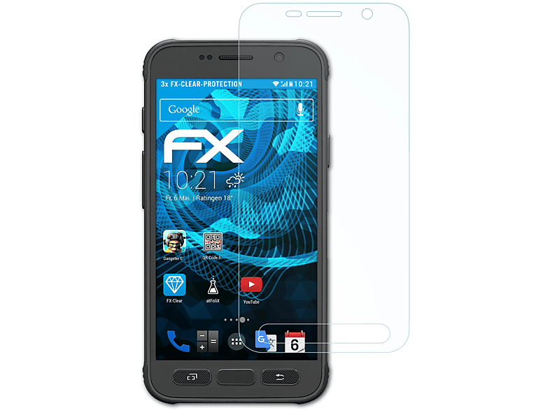 ATFOLIX 3x FX-Clear Galaxy Samsung Displayschutz(für Active) S7