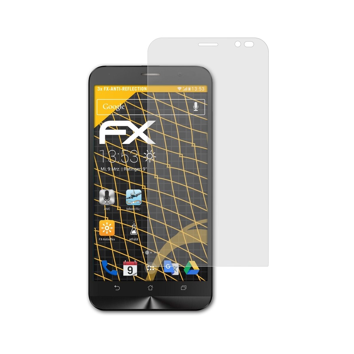 Go ZenFone Displayschutz(für 3x Asus FX-Antireflex (ZB551KL)) ATFOLIX