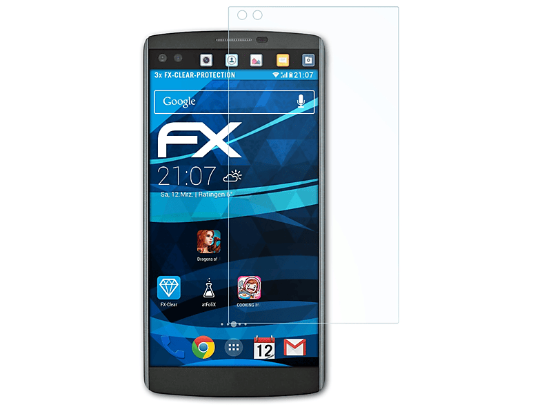 ATFOLIX 3x FX-Clear Displayschutz(für LG V10)