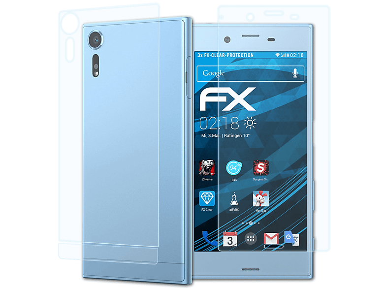 ATFOLIX 3x FX-Clear XZs) Sony Displayschutz(für Xperia