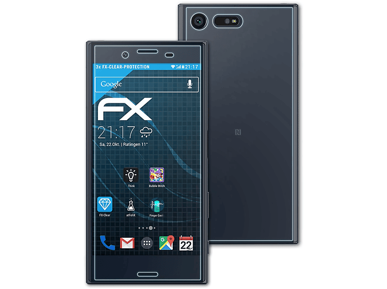 ATFOLIX 3x Xperia X Sony Displayschutz(für Compact) FX-Clear