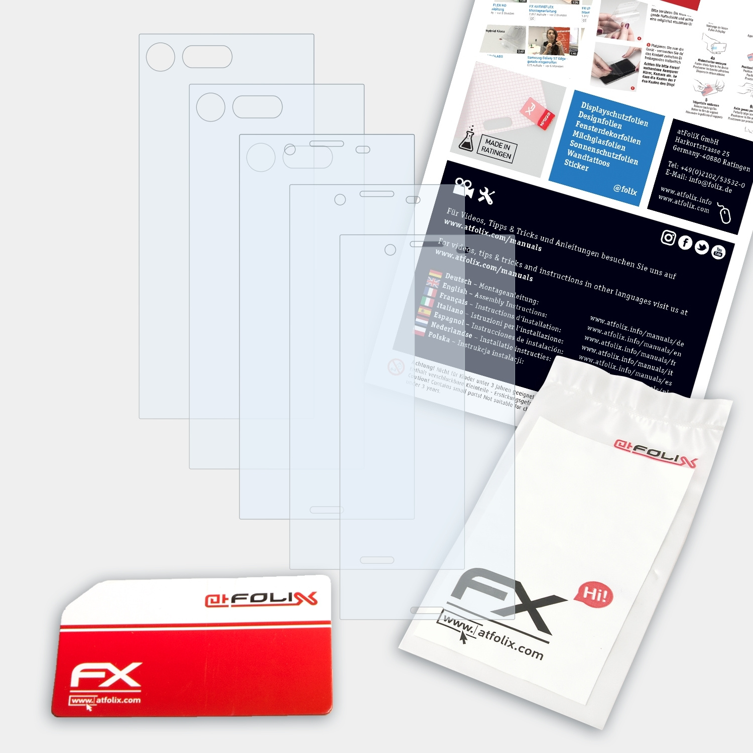 3x FX-Clear Xperia X Displayschutz(für ATFOLIX Compact) Sony