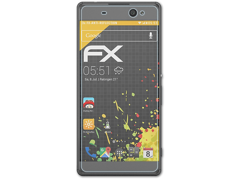 ATFOLIX 3x FX-Antireflex Displayschutz(für Sony Xperia XA Ultra)