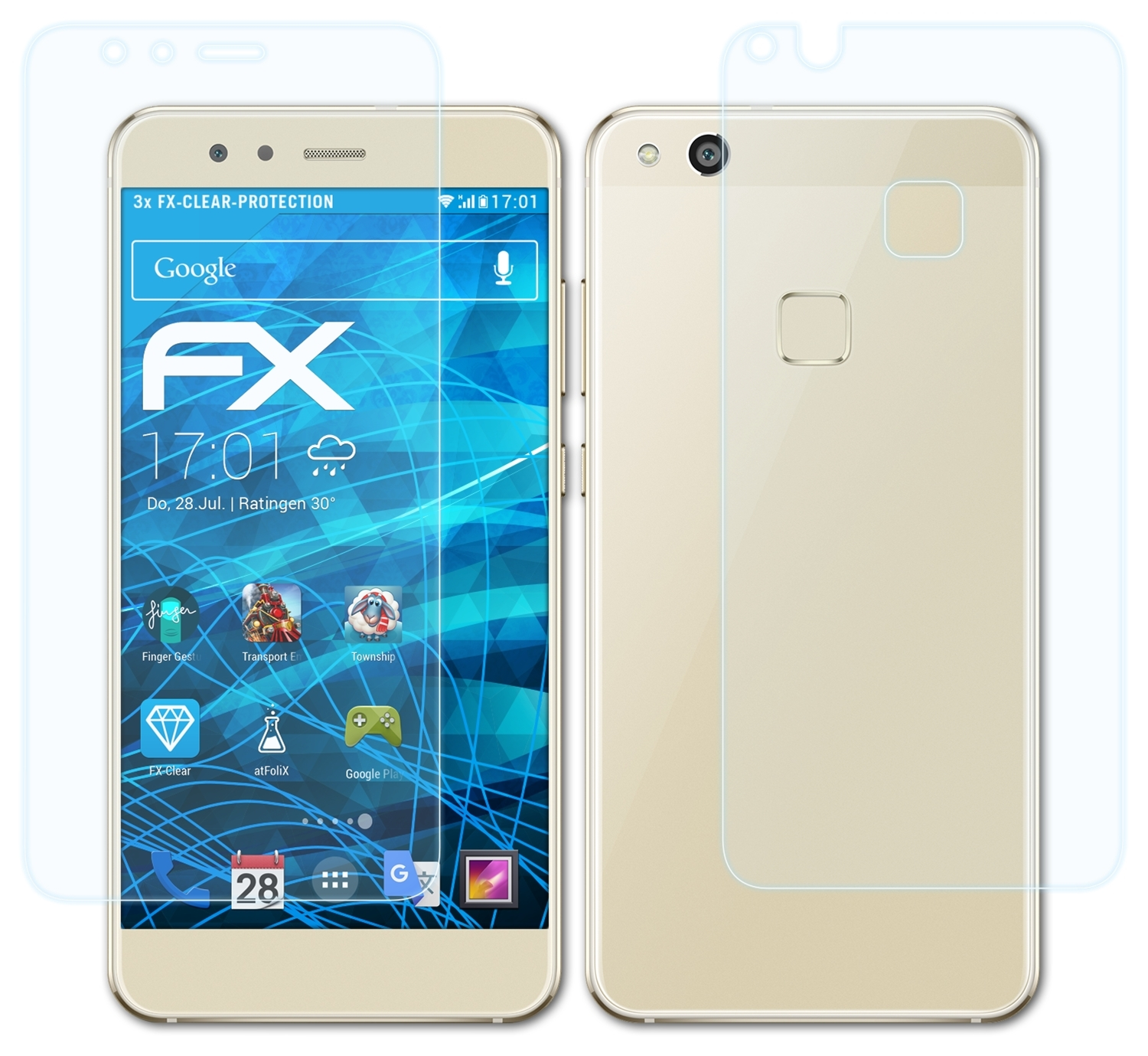 ATFOLIX 3x FX-Clear Displayschutz(für Huawei P10 Lite)