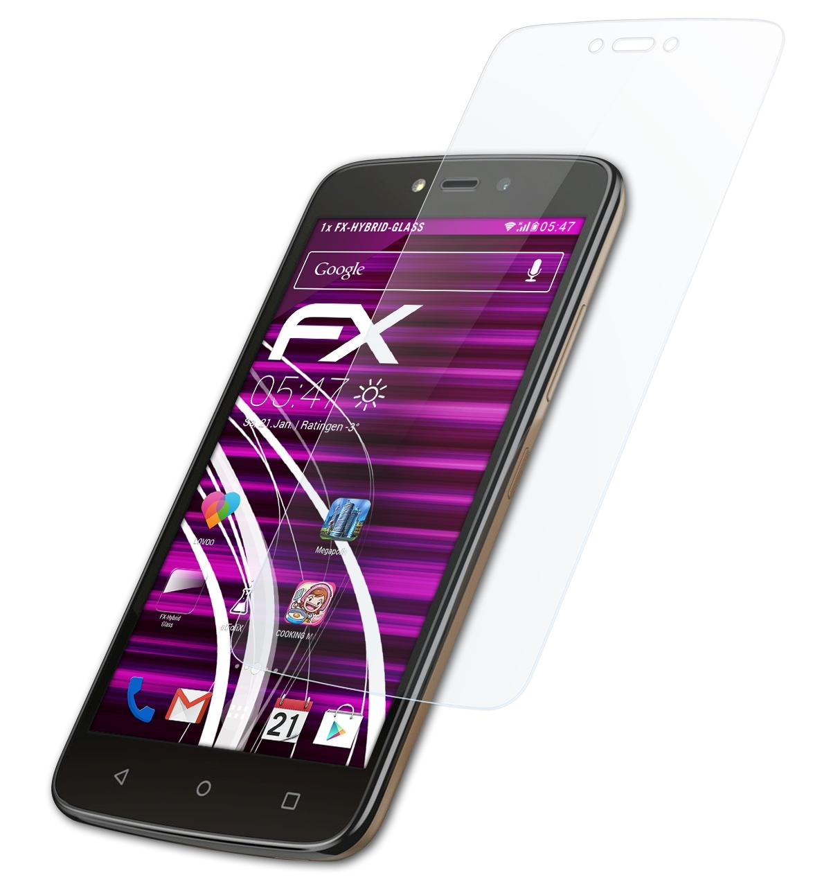 ATFOLIX FX-Hybrid-Glass Schutzglas(für Lenovo Motorola Moto C)
