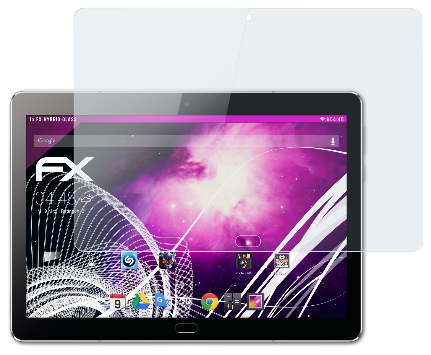 ATFOLIX FX-Hybrid-Glass Schutzglas(für MediaPad 10) Huawei Lite M3