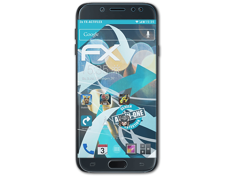 ATFOLIX 3x FX-ActiFleX Displayschutz(für Samsung Galaxy J5 (2017) Duos)
