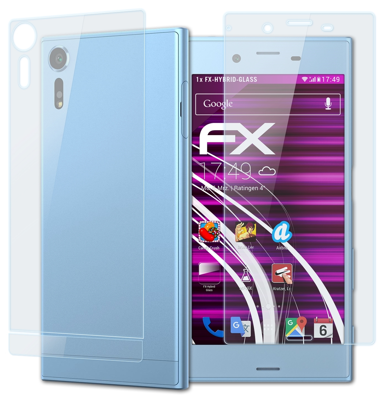 ATFOLIX FX-Hybrid-Glass Schutzglas(für Sony Xperia XZs)