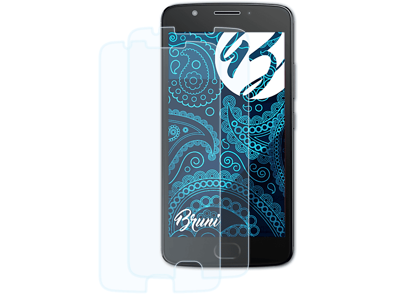 BRUNI 2x Basics-Clear Schutzfolie(für Lenovo Motorola Moto E4)