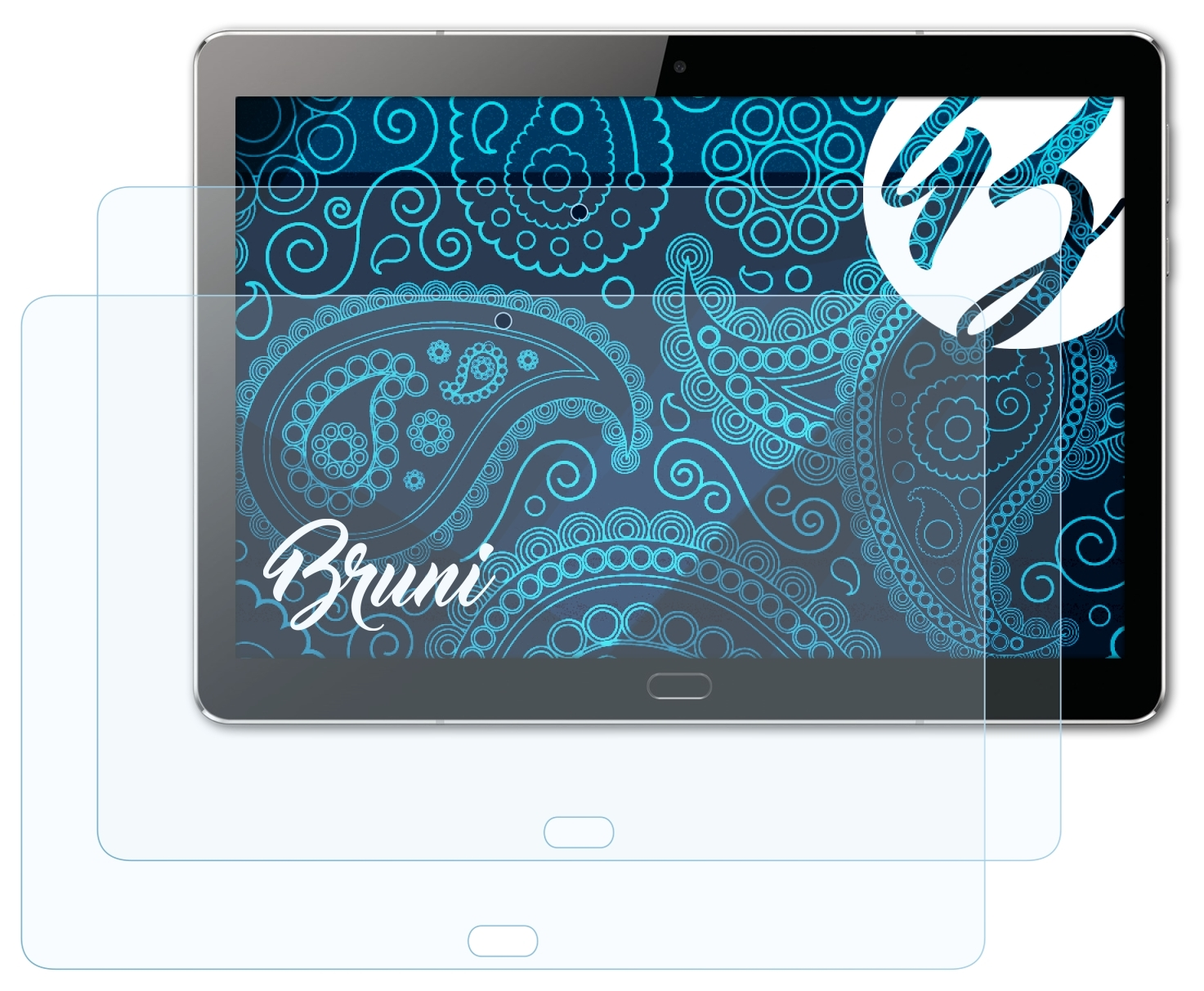 BRUNI 2x Basics-Clear Schutzfolie(für Huawei Lite 10) M3 MediaPad