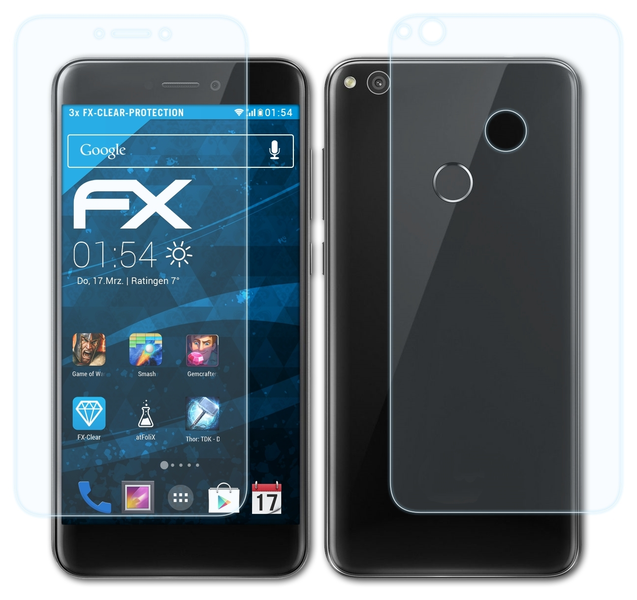 P9 ATFOLIX FX-Clear Displayschutz(für 2017) Lite 3x Huawei
