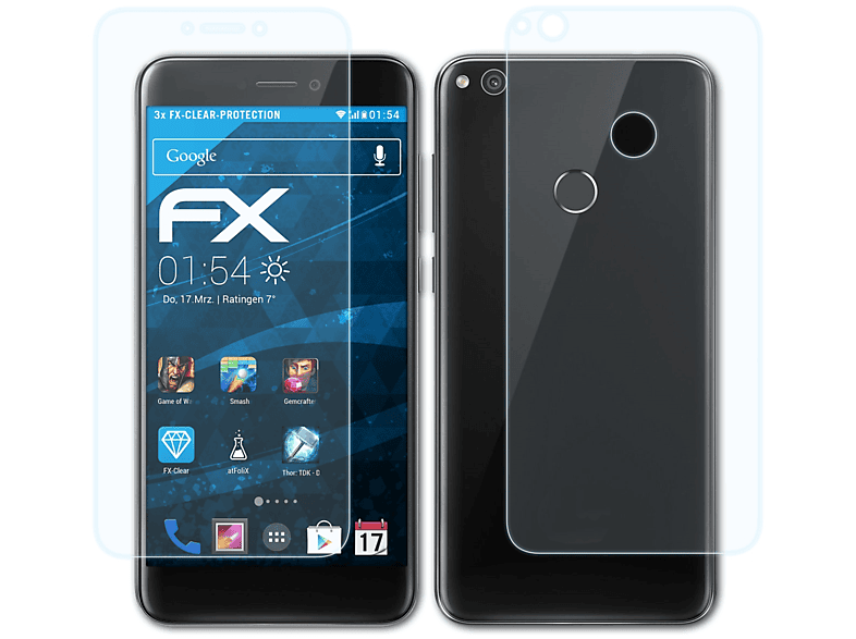 ATFOLIX 3x FX-Clear Displayschutz(für 2017) P9 Huawei Lite