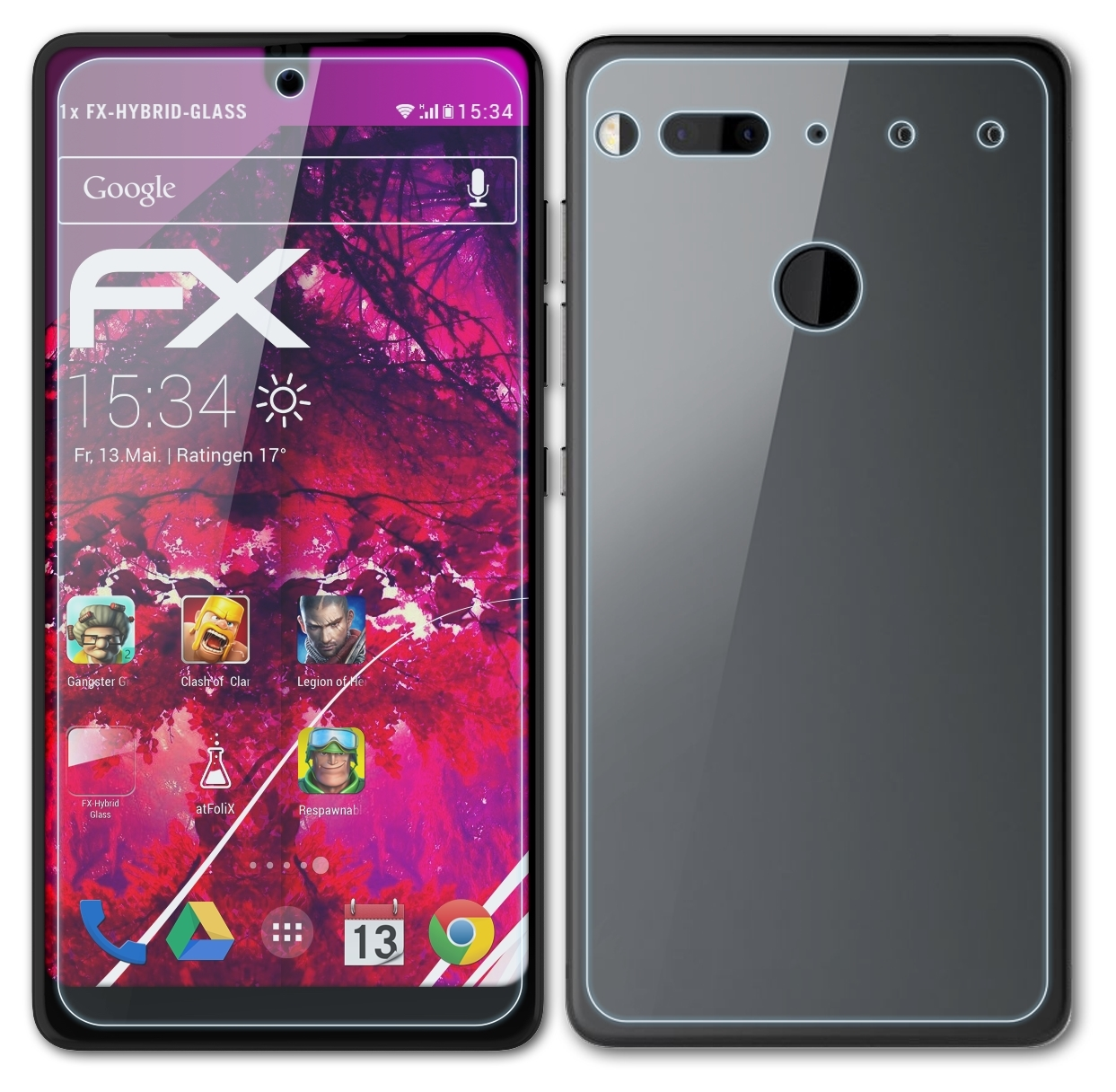ATFOLIX FX-Hybrid-Glass Schutzglas(für Essential Phone PH-1)
