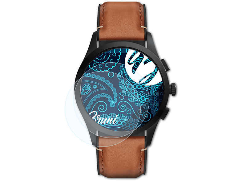 Basics-Clear Fossil Q Activist) 2x Schutzfolie(für BRUNI