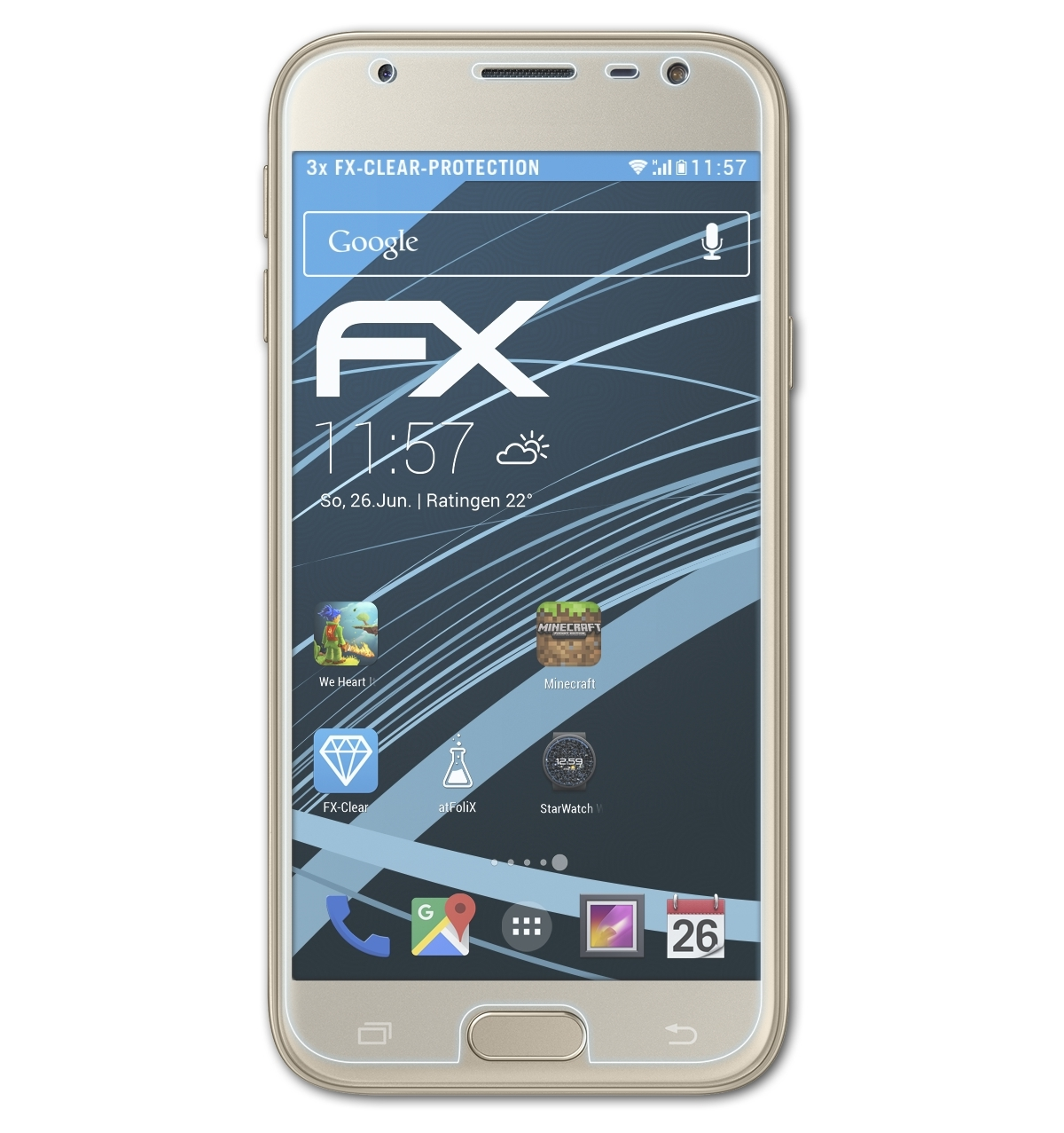ATFOLIX 3x Duos) FX-Clear Samsung (2017) Galaxy J3 Displayschutz(für
