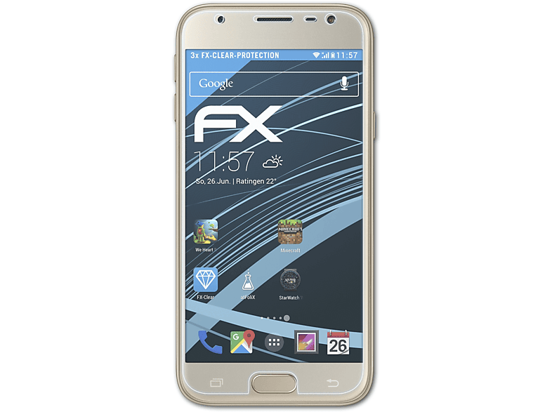 3x (2017) J3 Displayschutz(für FX-Clear Galaxy Duos) ATFOLIX Samsung