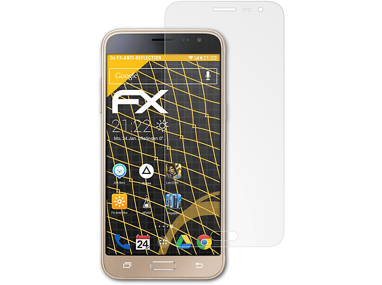 ATFOLIX 3x FX-Antireflex Displayschutz(für Samsung Galaxy J3 Pro (SM-J320))
