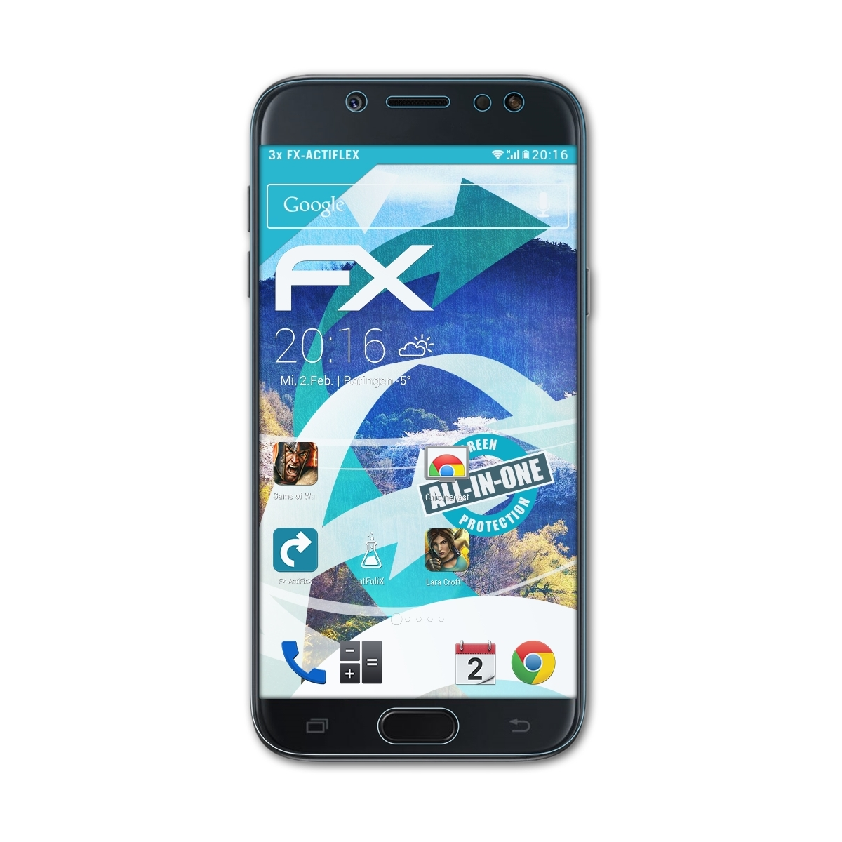 J7 Galaxy Samsung 3x Displayschutz(für ATFOLIX (2017)) FX-ActiFleX