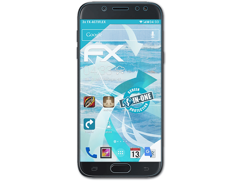 Galaxy (2017)) 3x FX-ActiFleX Displayschutz(für ATFOLIX J5 Samsung