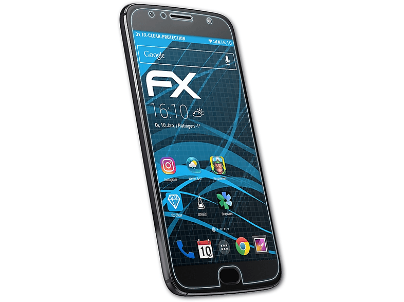 ATFOLIX 3x FX-Clear Displayschutz(für Plus) Moto G5S Lenovo Motorola