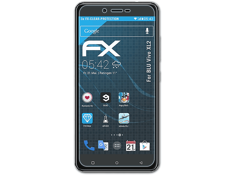 ATFOLIX 3x FX-Clear Displayschutz(für BLU Vivo XL2)