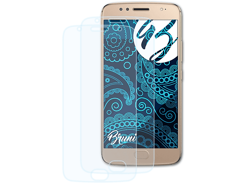 BRUNI 2x Basics-Clear Schutzfolie(für Lenovo Moto Motorola G5S)