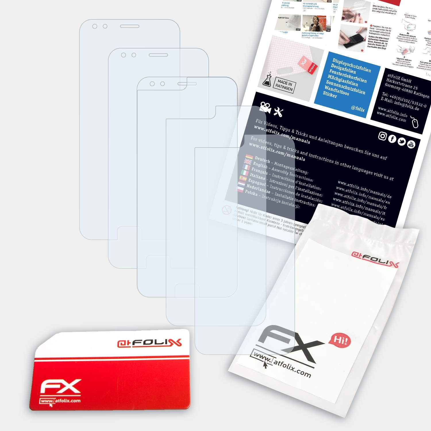 ZenFone 3x Displayschutz(für 4 (ZE554KL)) Asus ATFOLIX FX-Clear