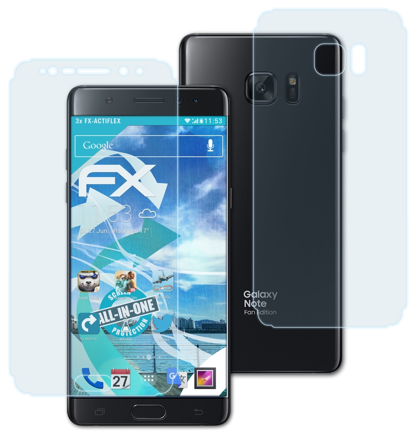 ATFOLIX Samsung 3x Galaxy FE) FX-ActiFleX Displayschutz(für Note