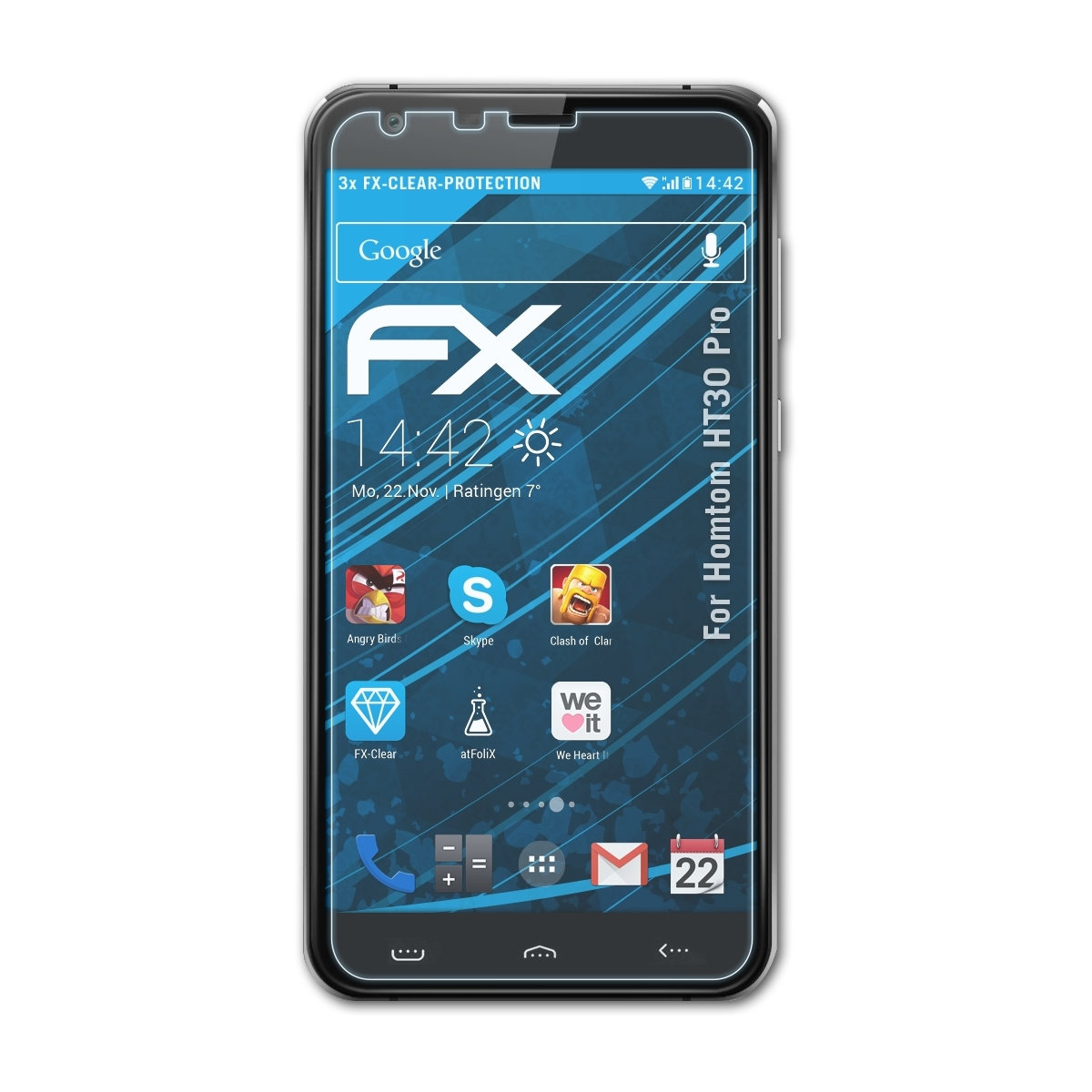 ATFOLIX 3x FX-Clear Displayschutz(für Homtom Pro) HT30