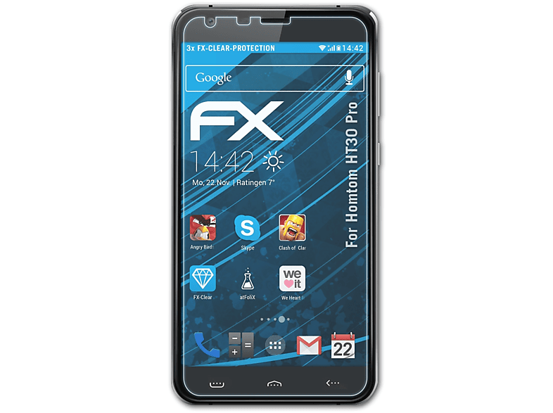ATFOLIX 3x FX-Clear Displayschutz(für Homtom Pro) HT30