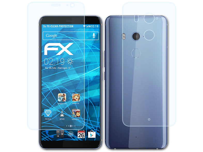 Plus) Displayschutz(für FX-Clear 3x HTC U11 ATFOLIX