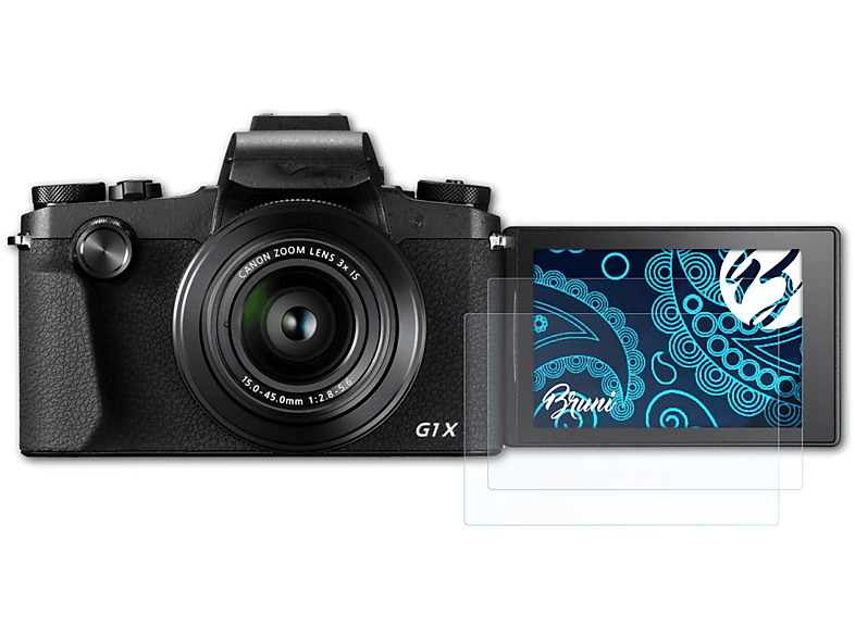 BRUNI 2x Basics-Clear Schutzfolie(für Canon PowerShot G1 X Mark III) | Kamera Schutzfolie