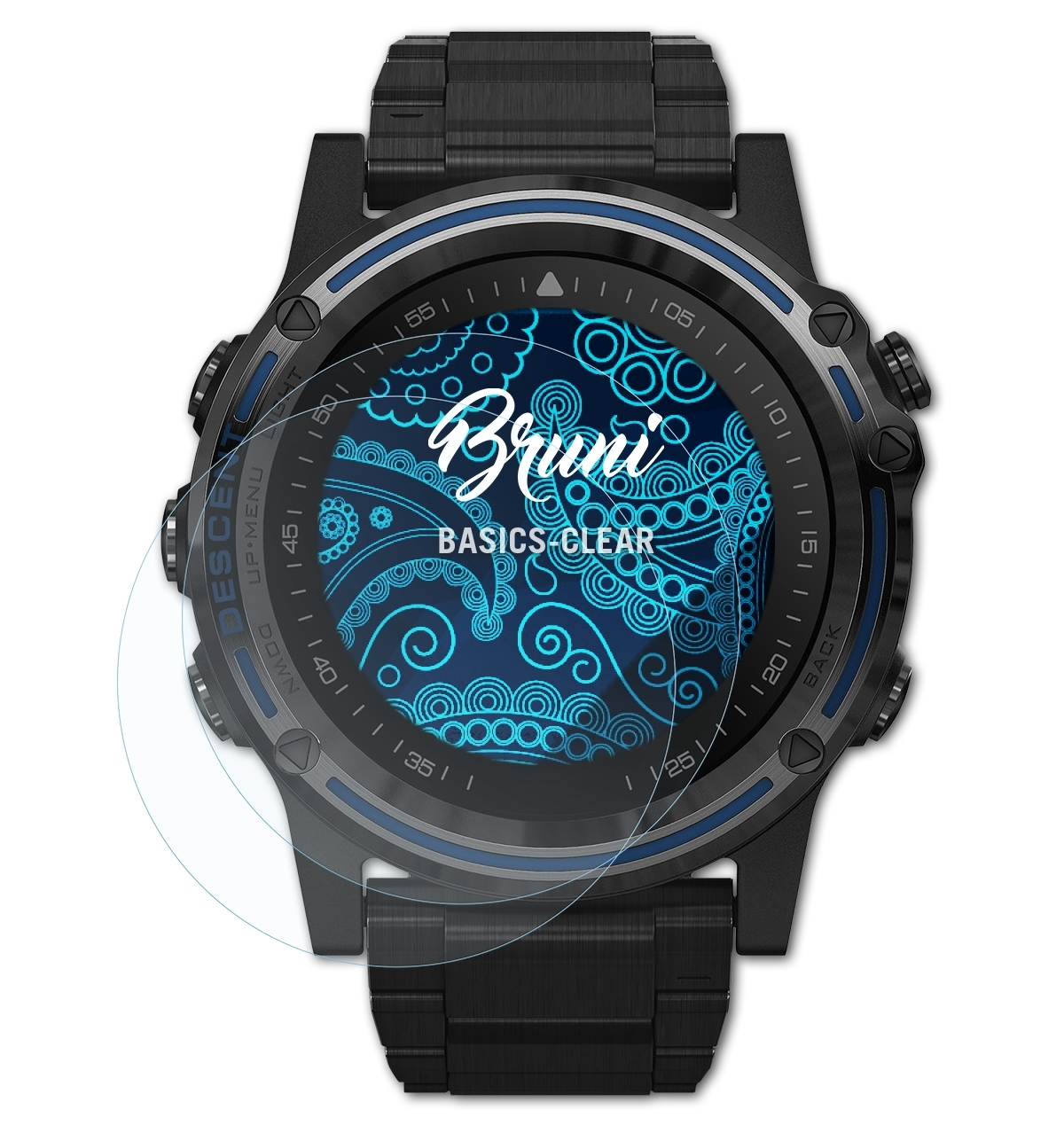 BRUNI 2x Basics-Clear Garmin Schutzfolie(für Descent Mk1)