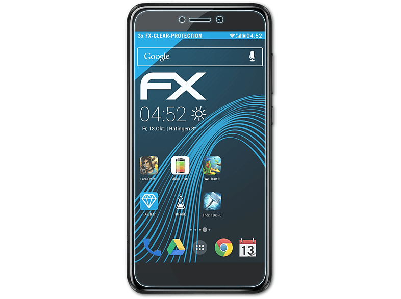 ATFOLIX 3x Displayschutz(für Honor Huawei FX-Clear 8 Lite)