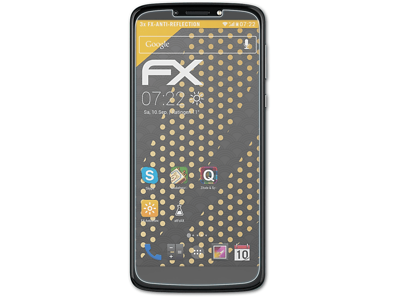 ATFOLIX 3x FX-Antireflex Displayschutz(für Lenovo Motorola E5 Moto Plus)
