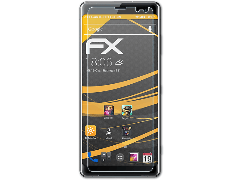 ATFOLIX FX-Antireflex Xperia Sony Displayschutz(für 3x XZ3)