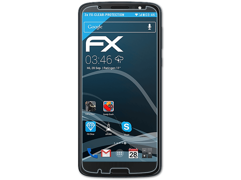 ATFOLIX 3x FX-Clear Displayschutz(für Lenovo Motorola Moto G6 Plus)
