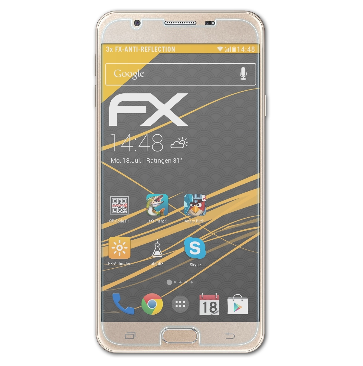 ATFOLIX 3x FX-Antireflex Displayschutz(für Galaxy 2) Samsung J7 Prime