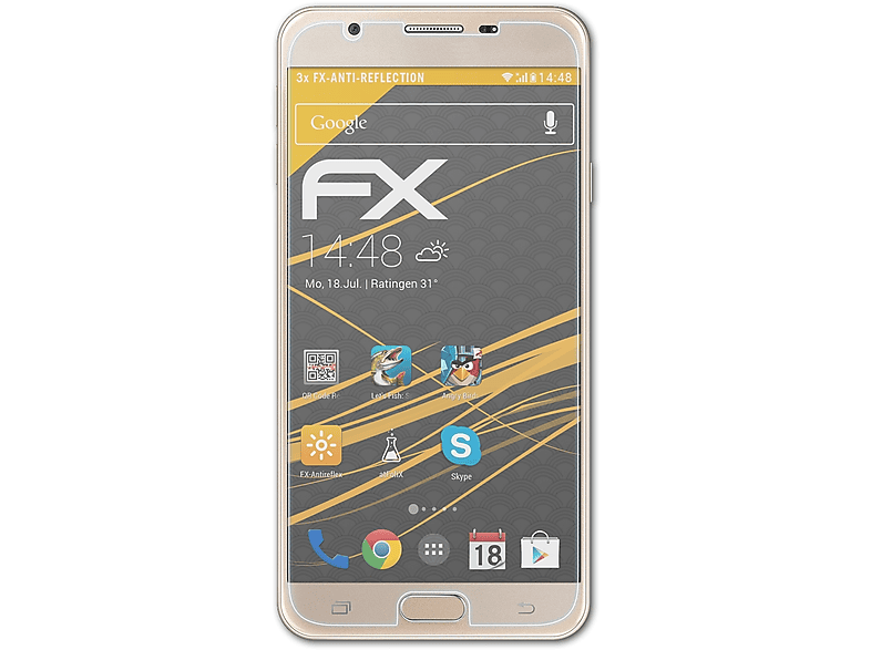 ATFOLIX 3x FX-Antireflex Displayschutz(für Samsung Galaxy J7 Prime 2)