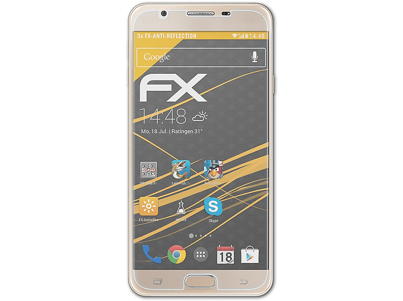 ATFOLIX 3x FX-Antireflex Displayschutz(für Galaxy 2) Samsung J7 Prime