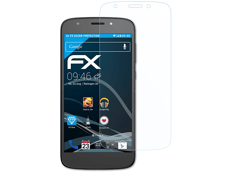 ATFOLIX 3x FX-Clear Displayschutz(für Lenovo Motorola Moto E5 Play)