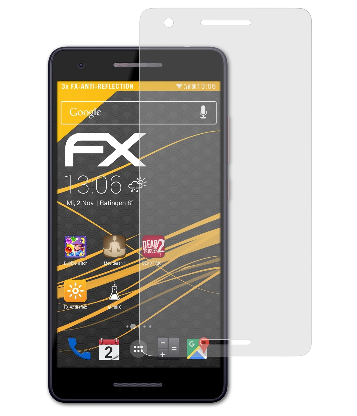 Displayschutz(für 3x 2.1) Nokia ATFOLIX FX-Antireflex